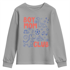 Boy Mom Club Youth Sweatshirt Mom Of Boys Dinosaur Kids Toy Doodles TS11 Sport Gray Print Your Wear
