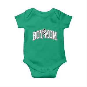 Boy Mom Lightning Bolt Checkered Varsity Son Mama Baby Onesie TS11 Irish Green Print Your Wear