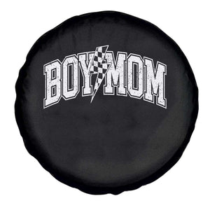 Boy Mom Lightning Bolt Checkered Varsity Son Mama Spare Tire Cover TS11 Print Your Wear