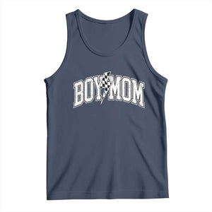 Boy Mom Lightning Bolt Checkered Varsity Son Mama Tank Top TS11 Navy Print Your Wear