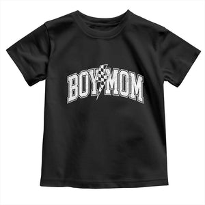 Boy Mom Lightning Bolt Checkered Varsity Son Mama Toddler T Shirt TS11 Black Print Your Wear