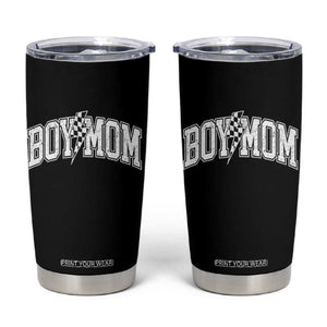 Boy Mom Lightning Bolt Checkered Varsity Son Mama Tumbler Cup TS11 Black Print Your Wear