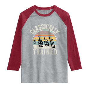 Classically Trained Car Raglan Shirt Funny Manual Transmission Driver TS11 Heather Gray Heather Red Print Your Wear