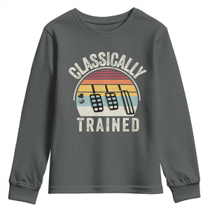 Classically Trained Car Youth Sweatshirt Funny Manual Transmission Driver TS11 Dark Heather Print Your Wear