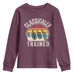 Classically Trained Car Youth Sweatshirt Funny Manual Transmission Driver TS11 Maroon Print Your Wear