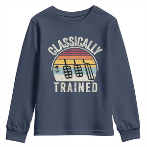 Classically Trained Car Youth Sweatshirt Funny Manual Transmission Driver TS11 Navy Print Your Wear