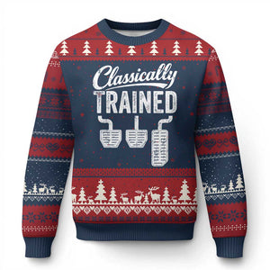 Classically Trained Manual Car Ugly Christmas Sweater Pedals Driving Humor TS11 Navy Red Print Your Wear