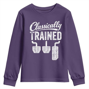 Classically Trained Manual Car Youth Sweatshirt Pedals Driving Humor TS11 Purple Print Your Wear