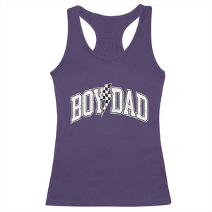 Boy Dad Lightning Bolt Checkered Varsity Son Daddy Racerback Tank Top TS11 Purple Print Your Wear