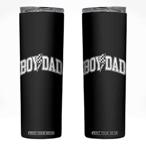 Boy Dad Lightning Bolt Checkered Varsity Son Daddy Skinny Tumbler TS11 Black Print Your Wear