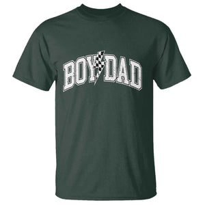 Boy Dad Lightning Bolt Checkered Varsity Son Daddy T Shirt TS11 Dark Forest Green Print Your Wear