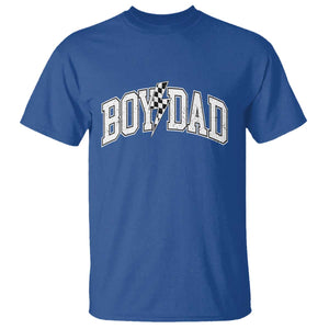 Boy Dad Lightning Bolt Checkered Varsity Son Daddy T Shirt TS11 Royal Blue Print Your Wear