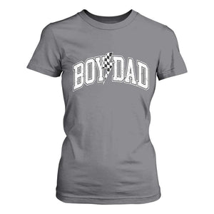 Boy Dad Lightning Bolt Checkered Varsity Son Daddy T Shirt For Women TS11 Charcoal Print Your Wear