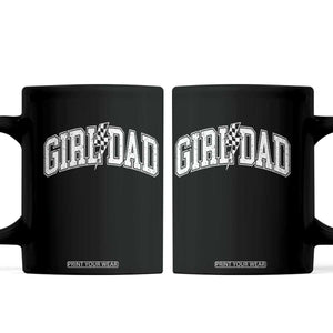Girl Dad Lightning Bolt Checkered Varsity Daughter Daddy Coffee Mug TS11 Black Print Your Wear