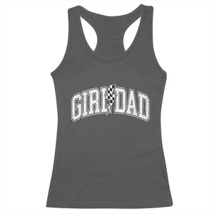 Girl Dad Lightning Bolt Checkered Varsity Daughter Daddy Racerback Tank Top TS11 Dark Heather Print Your Wear