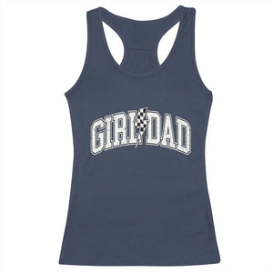 Girl Dad Lightning Bolt Checkered Varsity Daughter Daddy Racerback Tank Top TS11 Navy Print Your Wear