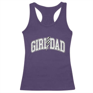 Girl Dad Lightning Bolt Checkered Varsity Daughter Daddy Racerback Tank Top TS11 Purple Print Your Wear