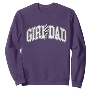 Girl Dad Lightning Bolt Checkered Varsity Daughter Daddy Sweatshirt TS11 Purple Print Your Wear