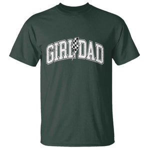 Girl Dad Lightning Bolt Checkered Varsity Daughter Daddy T Shirt TS11 Dark Forest Green Print Your Wear