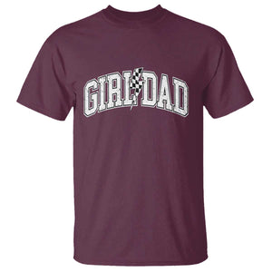 Girl Dad Lightning Bolt Checkered Varsity Daughter Daddy T Shirt TS11 Maroon Print Your Wear