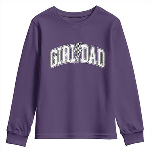 Girl Dad Lightning Bolt Checkered Varsity Daughter Daddy Youth Sweatshirt TS11 Purple Print Your Wear