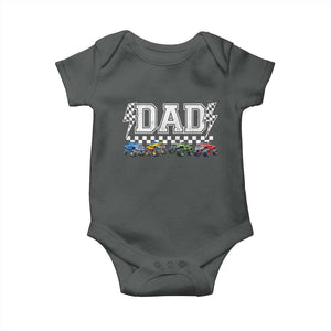 Monster Truck Dad Baby Onesie Funny Truck Daddy Checkered Father's Day TS11 Dark Heather Print Your Wear
