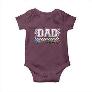 Monster Truck Dad Baby Onesie Funny Truck Daddy Checkered Father's Day TS11 Maroon Print Your Wear