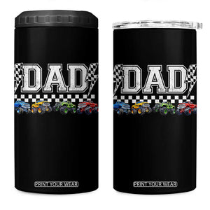 Monster Truck Dad 4 in 1 Can Cooler Tumbler Funny Truck Daddy Checkered Father's Day TS11 One Size: 16 oz Black Print Your Wear