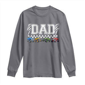 Monster Truck Dad Long Sleeve Shirt Funny Truck Daddy Checkered Father's Day TS11 Charcoal Print Your Wear