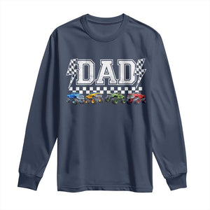 Monster Truck Dad Long Sleeve Shirt Funny Truck Daddy Checkered Father's Day TS11 Navy Print Your Wear