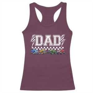 Monster Truck Dad Racerback Tank Top Funny Truck Daddy Checkered Father's Day TS11 Maroon Print Your Wear