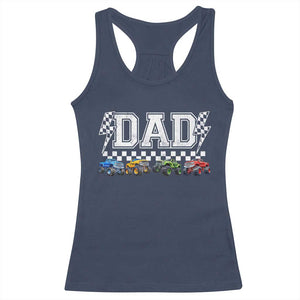 Monster Truck Dad Racerback Tank Top Funny Truck Daddy Checkered Father's Day TS11 Navy Print Your Wear