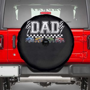 Monster Truck Dad Spare Tire Cover Funny Truck Daddy Checkered Father's Day TS11 Black Print Your Wear