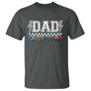 Monster Truck Dad T Shirt Funny Truck Daddy Checkered Father's Day TS11 Dark Heather Print Your Wear