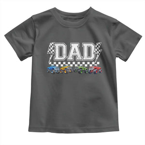 Monster Truck Dad Toddler T Shirt Funny Truck Daddy Checkered Father's Day TS11 Dark Heather Print Your Wear