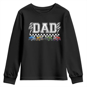 Monster Truck Dad Youth Sweatshirt Funny Truck Daddy Checkered Father's Day TS11 Black Print Your Wear