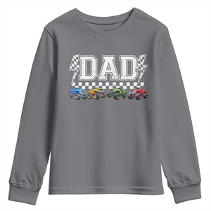 Monster Truck Dad Youth Sweatshirt Funny Truck Daddy Checkered Father's Day TS11 Charcoal Print Your Wear