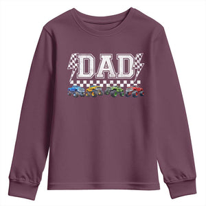 Monster Truck Dad Youth Sweatshirt Funny Truck Daddy Checkered Father's Day TS11 Maroon Print Your Wear