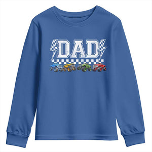 Monster Truck Dad Youth Sweatshirt Funny Truck Daddy Checkered Father's Day TS11 Royal Blue Print Your Wear