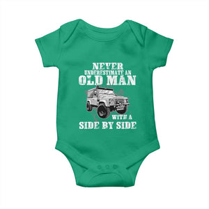 Classic Car Baby Onesie Never Underestimate An Old Man With A Side By Side Vintage Car TS11 Irish Green Print Your Wear
