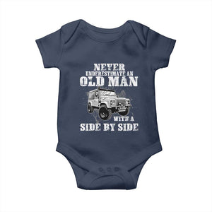 Classic Car Baby Onesie Never Underestimate An Old Man With A Side By Side Vintage Car TS11 Navy Print Your Wear