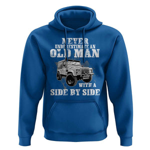 Classic Car Hoodie Never Underestimate An Old Man With A Side By Side Vintage Car TS11 Royal Blue Print Your Wear