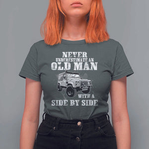 Classic Car T Shirt For Women Never Underestimate An Old Man With A Side By Side Vintage Car TS11 Dark Heather Print Your Wear