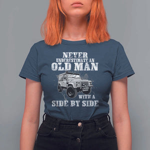 Classic Car T Shirt For Women Never Underestimate An Old Man With A Side By Side Vintage Car TS11 Navy Print Your Wear