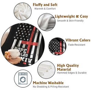 Pope Leo XIV Throw Blanket First American Pope Catholic Religious Cross American Flag TS11 Print Your Wear
