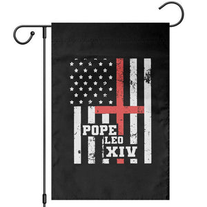 Pope Leo XIV Garden Flag First American Pope Catholic Religious Cross American Flag TS11 Black Print Your Wear