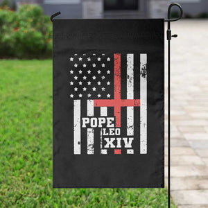 Pope Leo XIV Garden Flag First American Pope Catholic Religious Cross American Flag TS11 Print Your Wear