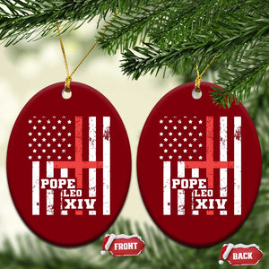Pope Leo XIV Ceramic Ornament First American Pope Catholic Religious Cross American Flag TS11 Print Your Wear