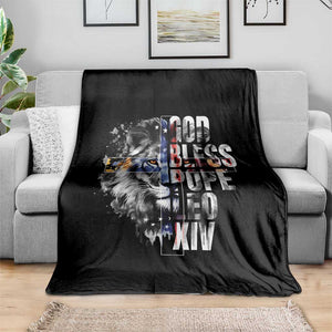 God Bless Pope Leo XIV Throw Blanket Lion American Flag TS11 Print Your Wear