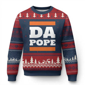 Funny Da Pope From America Chicago Ugly Christmas Sweater TS11 Navy Red Print Your Wear